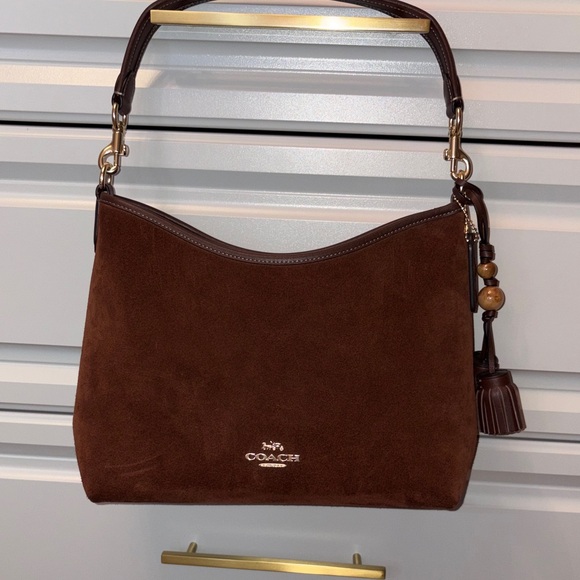 Coach Handbags - Coach Laurel Rich Brown Suede Shoulder Bag